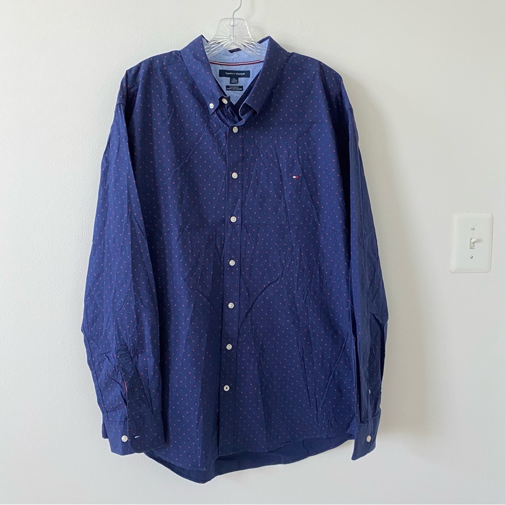 Tommy Hilfiger Men’s Custom Fit Long Sleeve Blue Shirt EUC